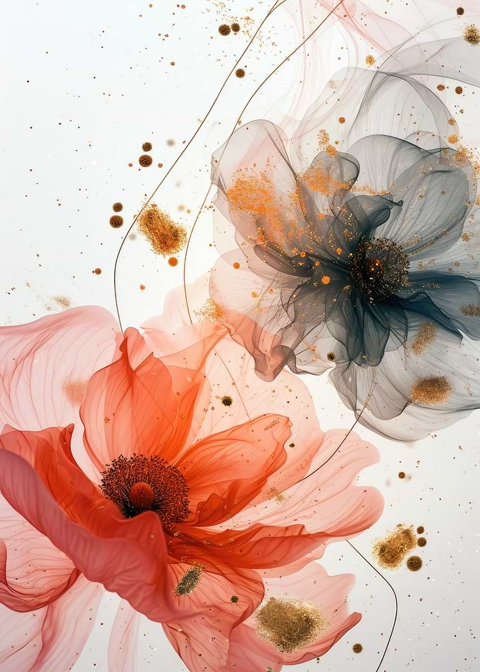 Abstract Floral ArtWith Red And Black