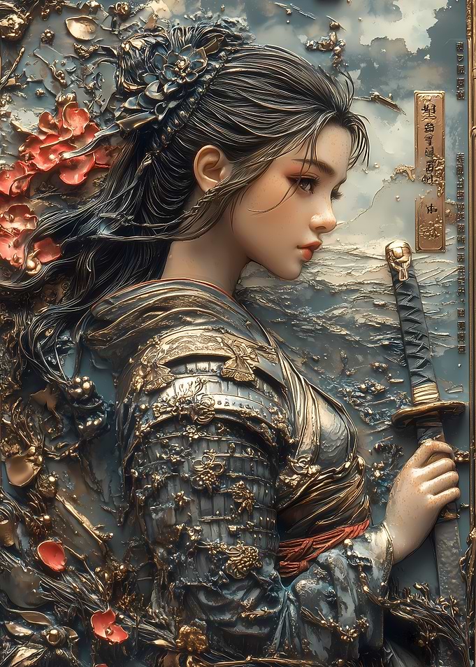 Samurai Woman Art Print