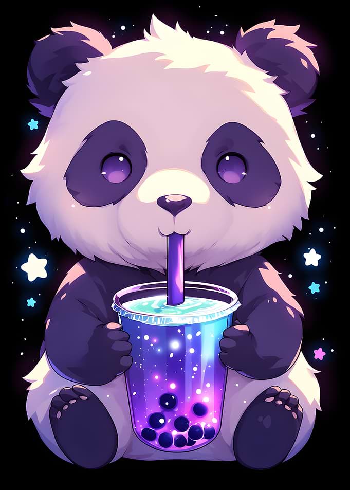 Cute Panda with Boba Tea
