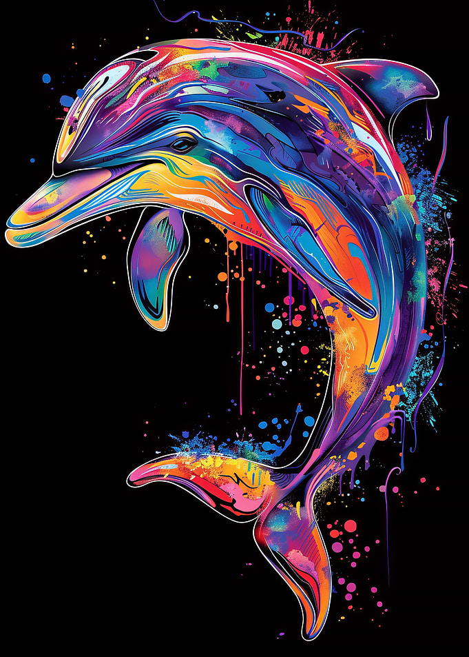 Colorful Dolphin Splash