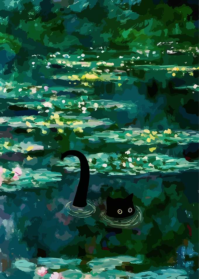 Black Cat in Water