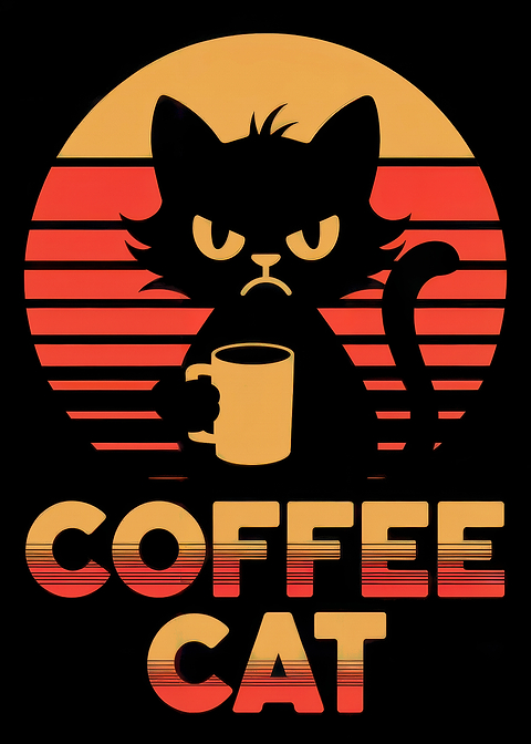 Coffee Cat Retro Design — kitchen metal wall art