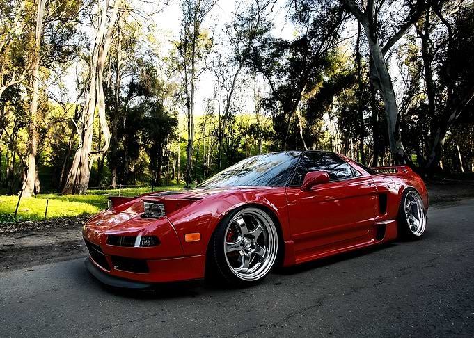 Red Honda NSX in Forest