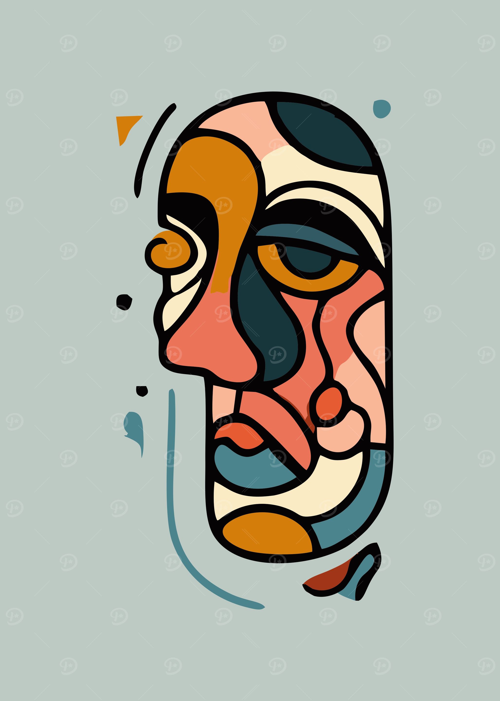 doodle Abstract Face Art