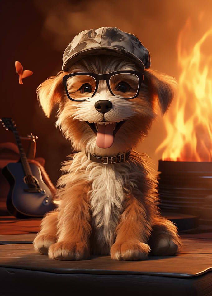 Cute Dog in Glasses