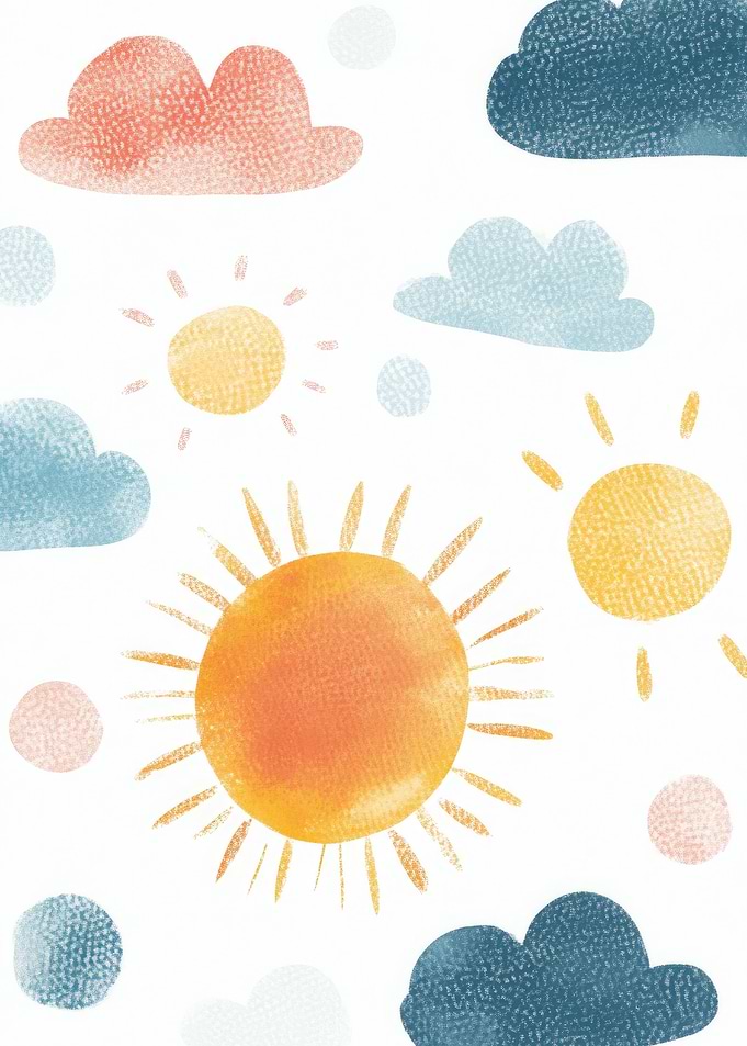 Sun and Clouds Watercolor Print
