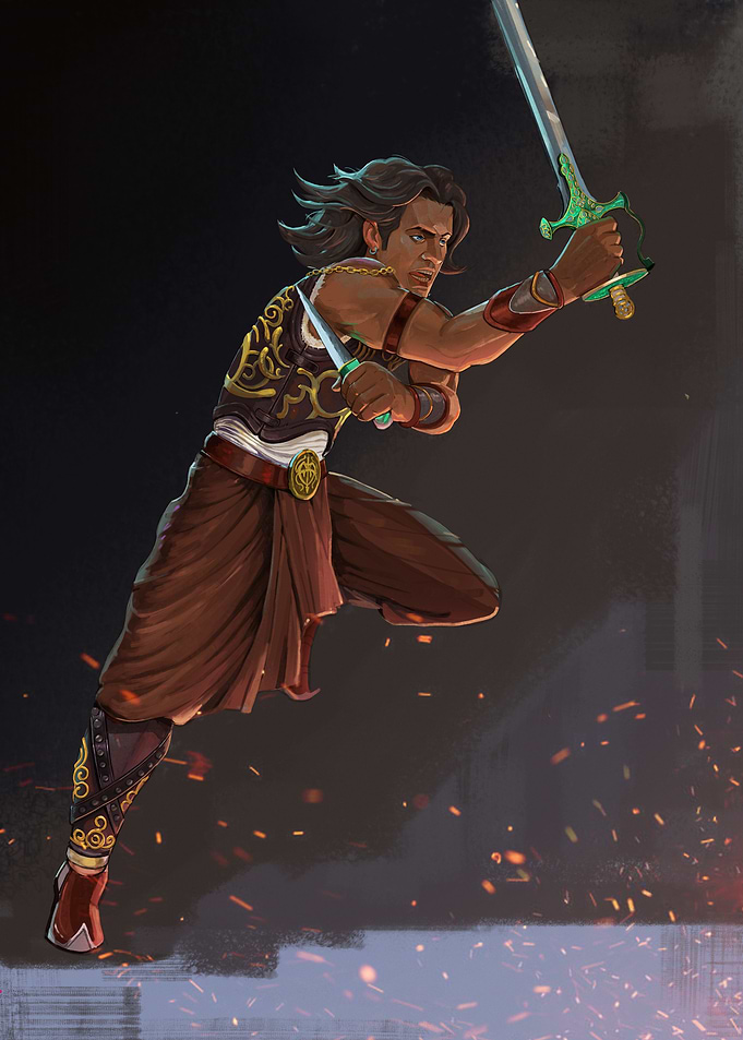 Warrior with Sword and Dagger