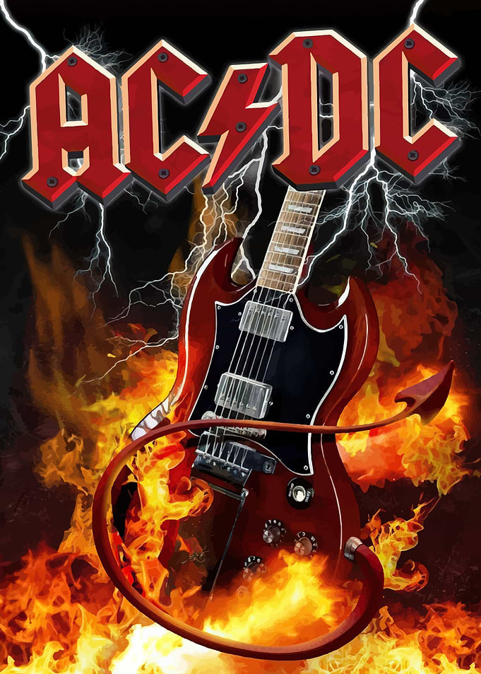 acdc Guitar Flames