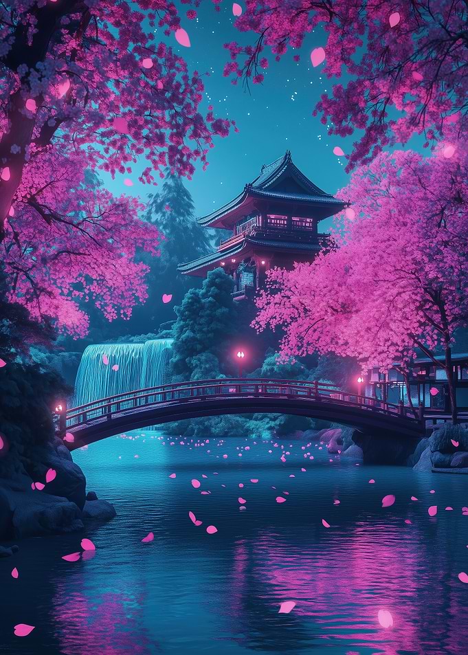 Cherry Blossom Japan Night
