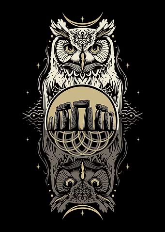 Wicca Owl and Stonehenge