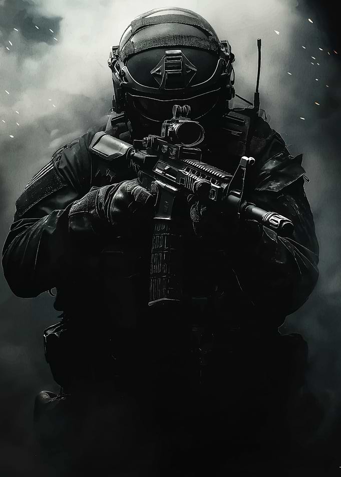 Military Soldier in Smoke