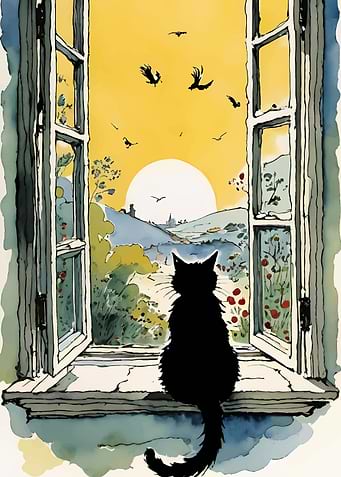 Black Cat Window View