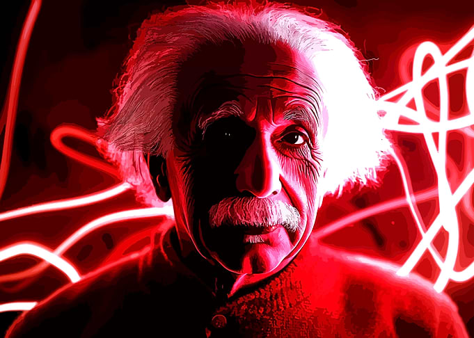 Einstein Red Light Portrait