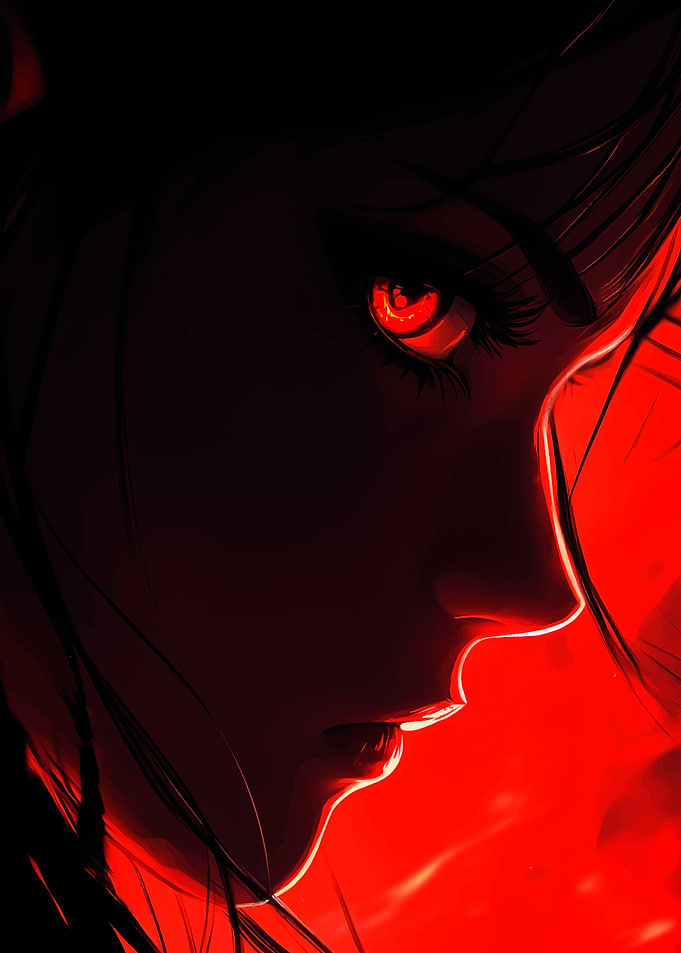 Anime Girl with Red Eyes