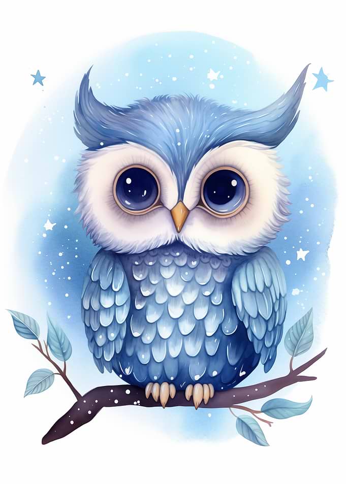 Cute Blue Owl