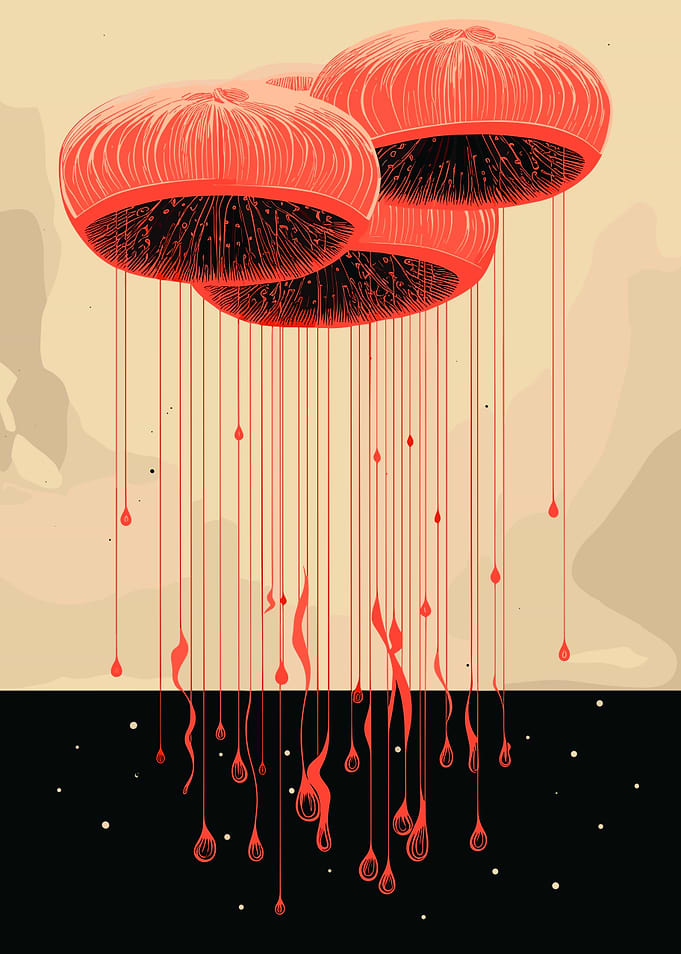Red Droplet Abstract Art