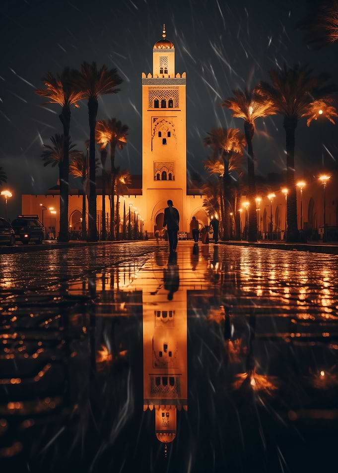 Mosque at Night In Morocco