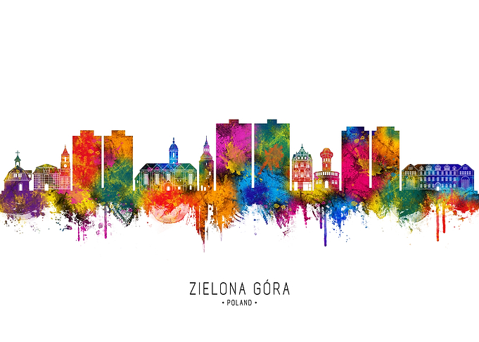 Zielona GĂłra Skyline Watercolor