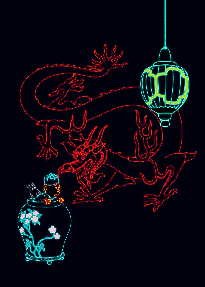Neon Dragon & Boy