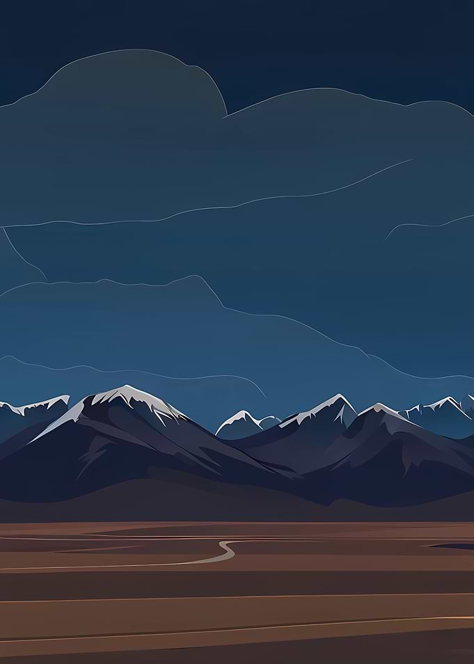 Mountain Range Under Dark Sky