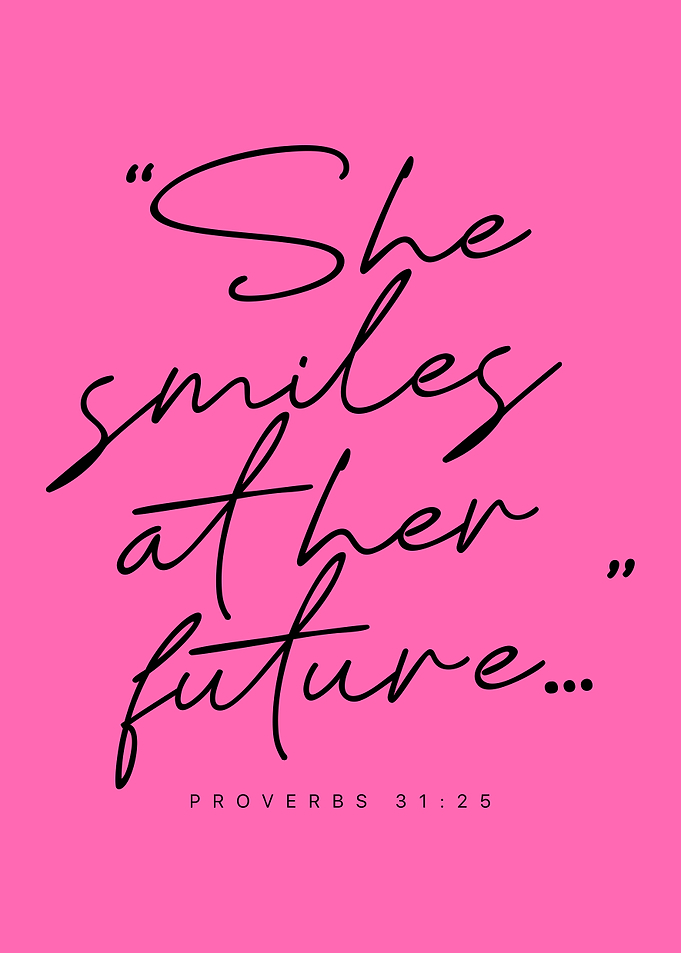 Pink Aesthetic She Smiles at Her Future Inspirational Motivational Woman Empowerment
