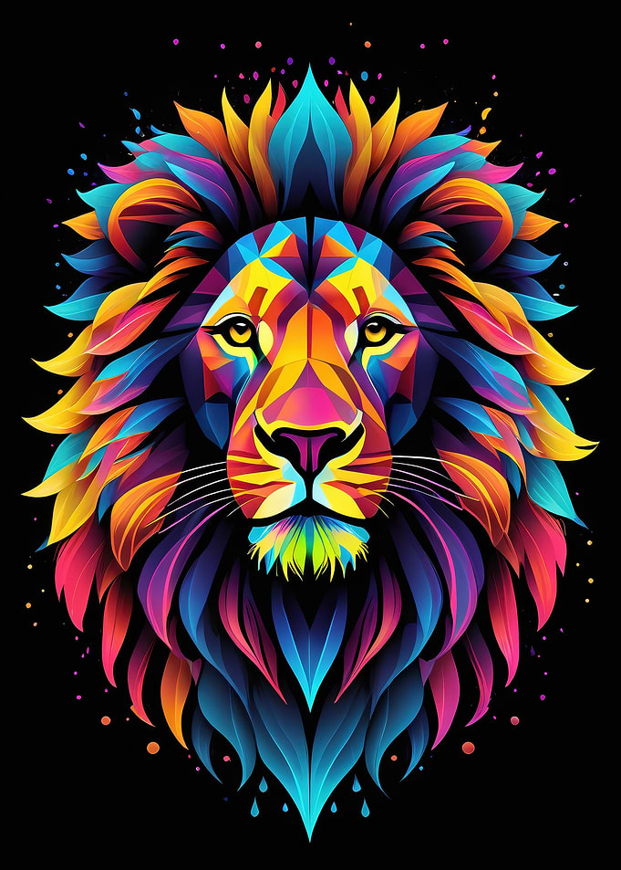 Colorful Lion Portrait
