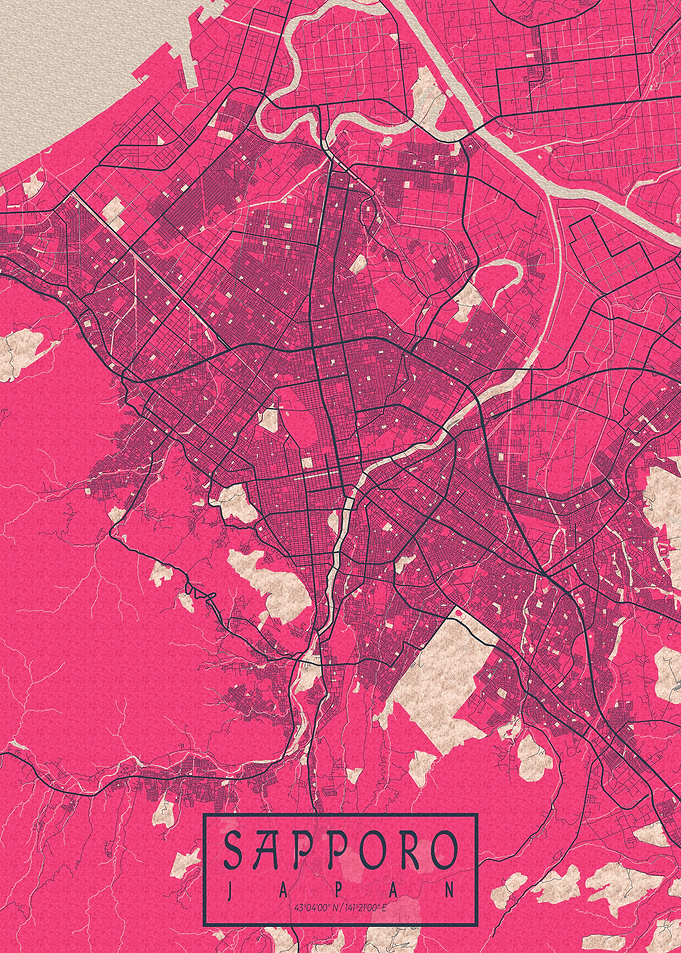 Sapporo City Map Japan Blossom