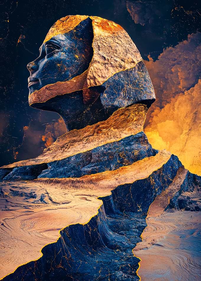 Stone Mineral Sphinx Desert Aura Art