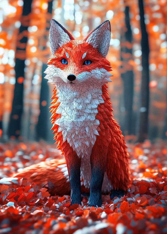 Low Poly Fox in Autumn
