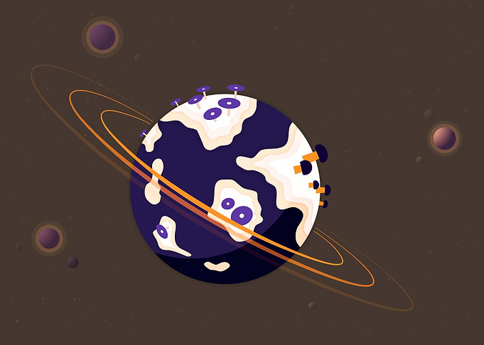 Purple Planet with Rings