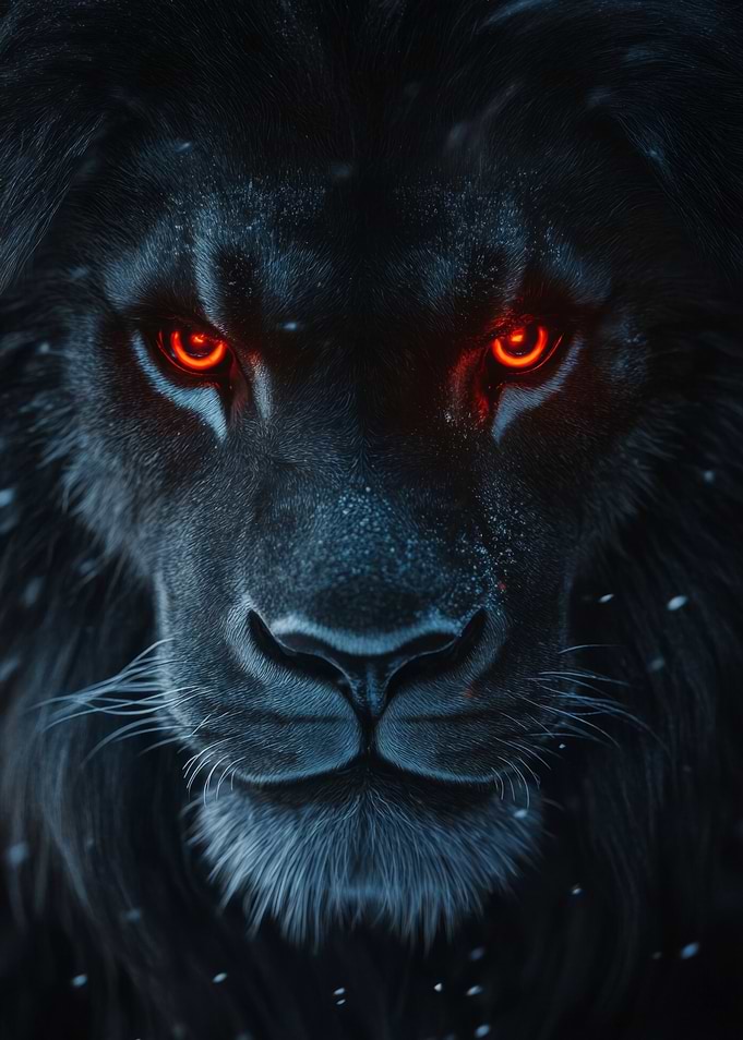 Black Lion with Red Eyes