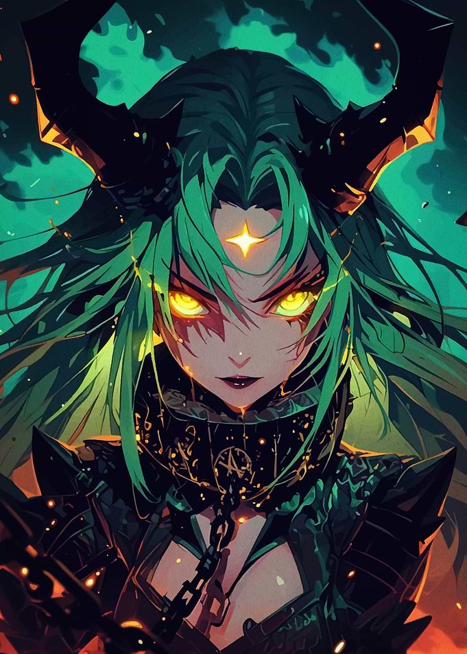 Green-Haired Demon Girl