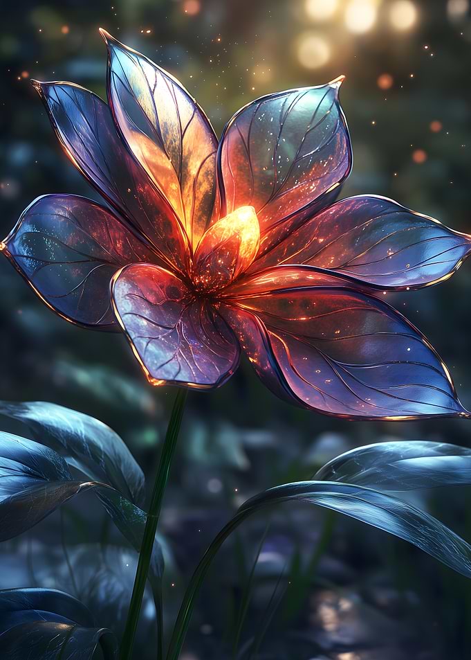 Glowing Crystal Flower Neon