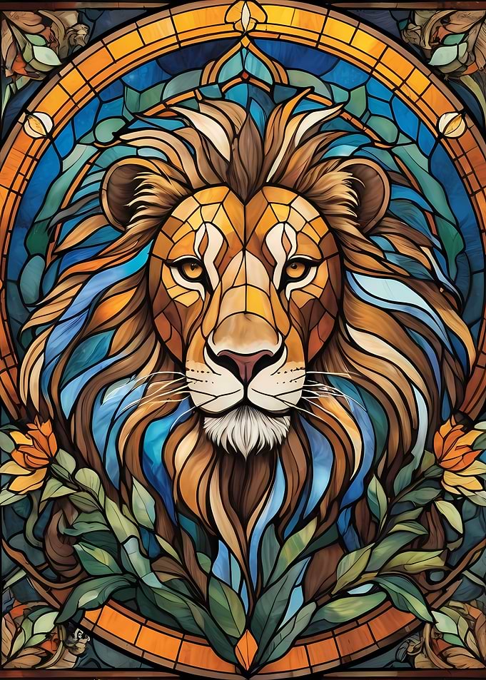 Stained Glass Lion