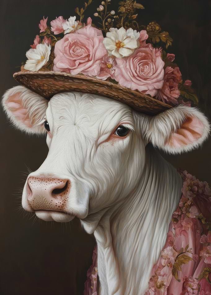 Cow in a Floral Hat