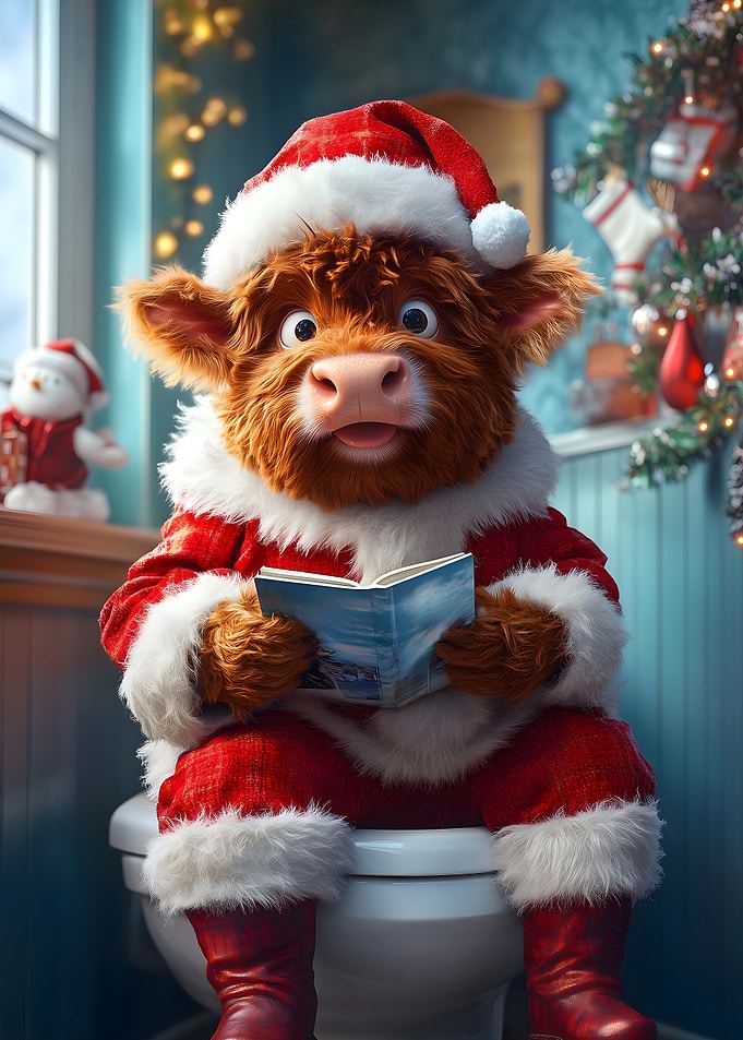 Highland Cow Santa Toilet