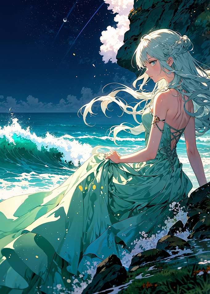Anime Girl by the Sea