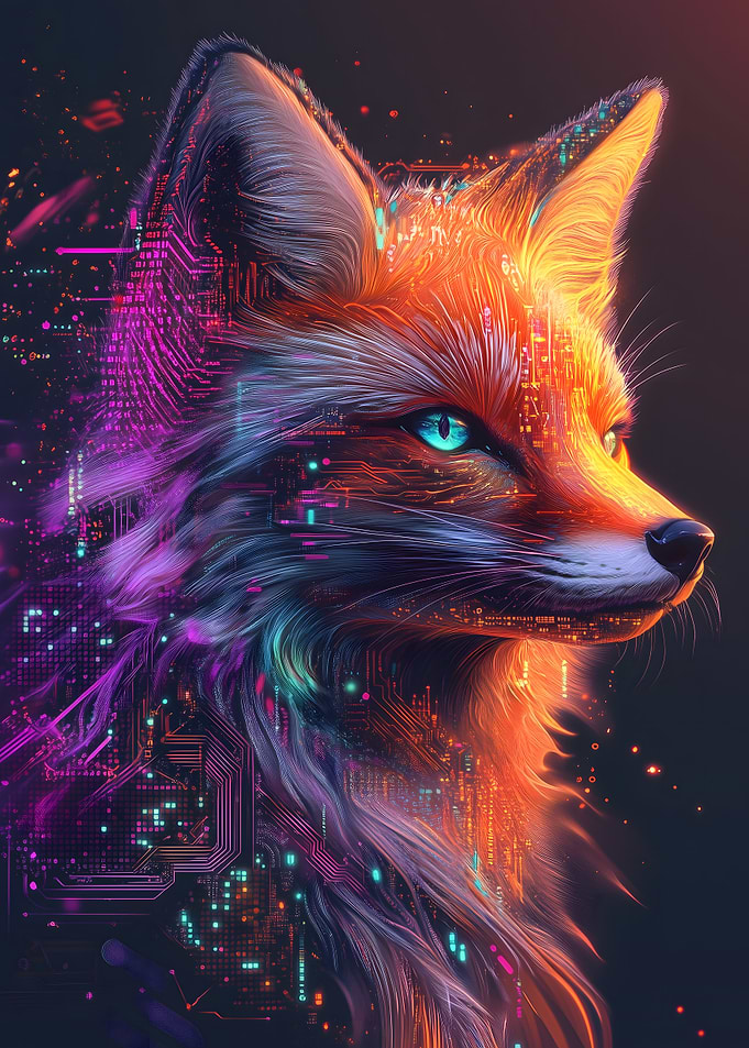 Cyber Fox Neon Circuit