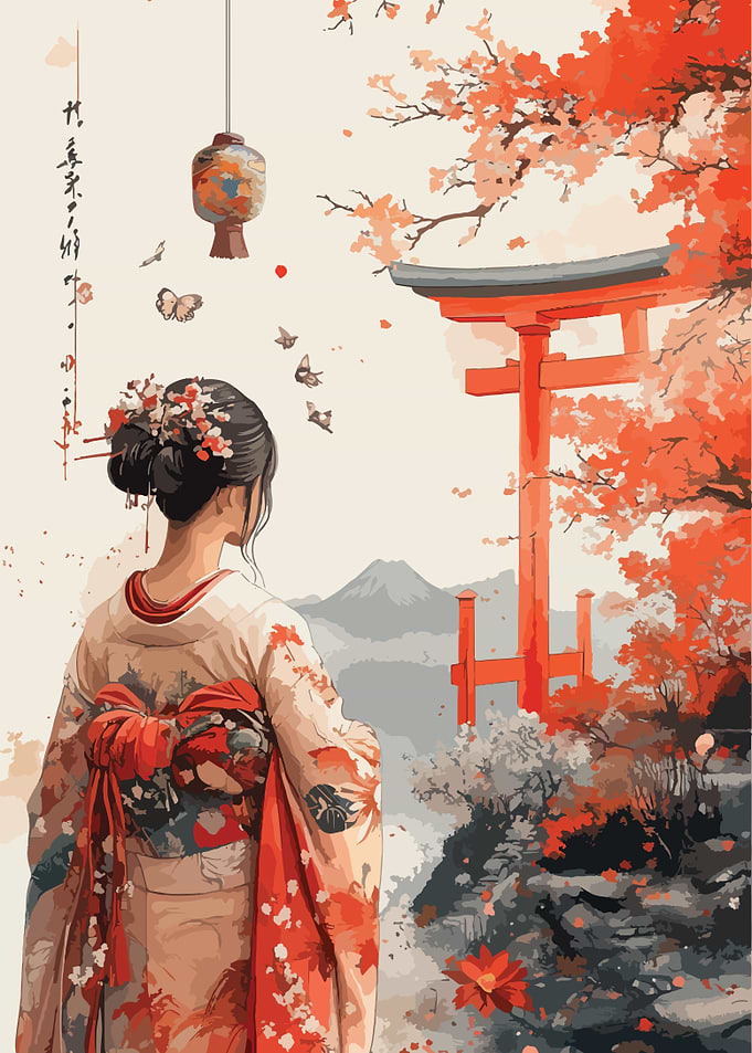 Geisha in Cherry Blossom