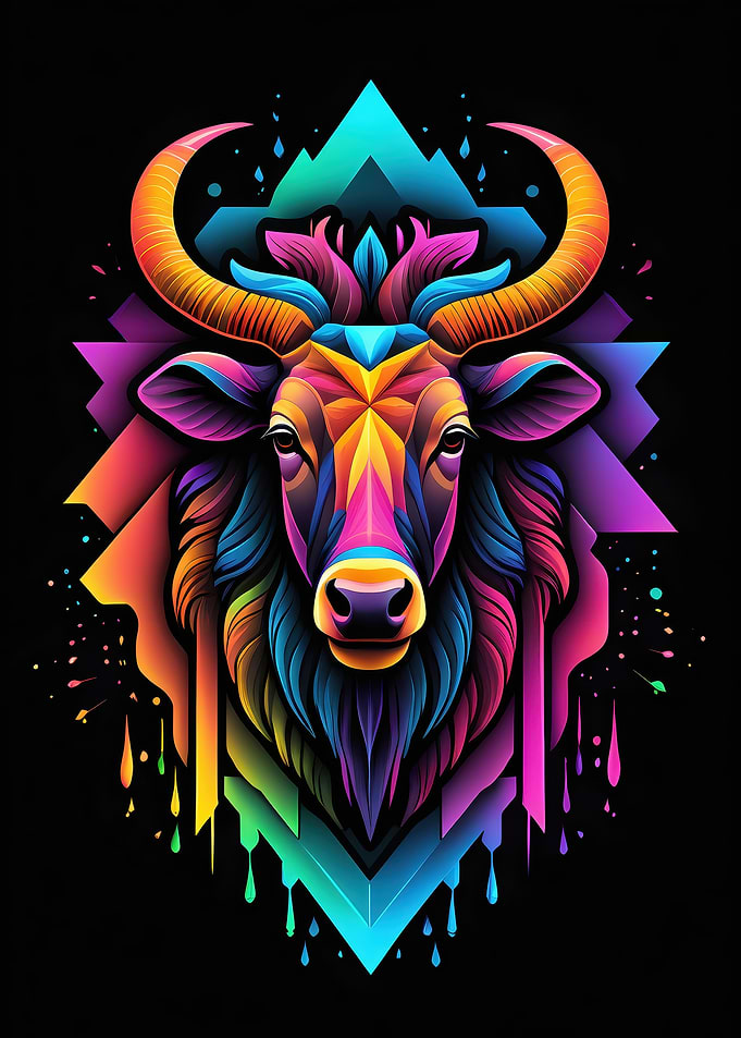 Neon Wildebeest Head