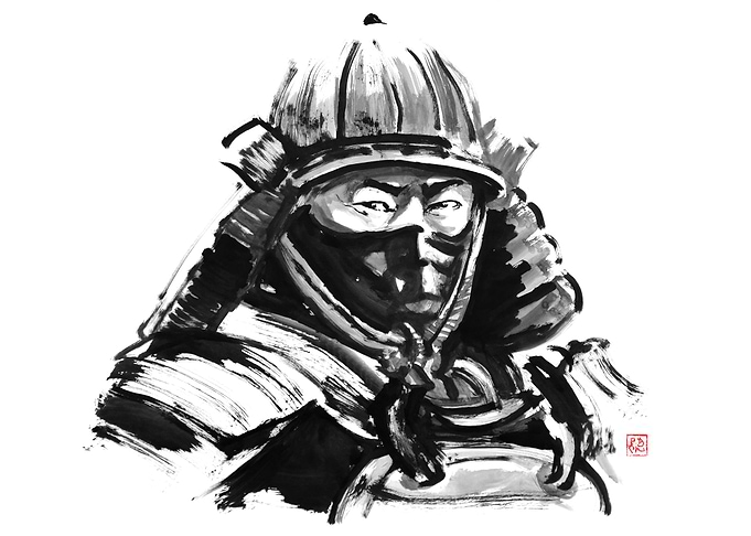 Samurai Warrior Ink Painting