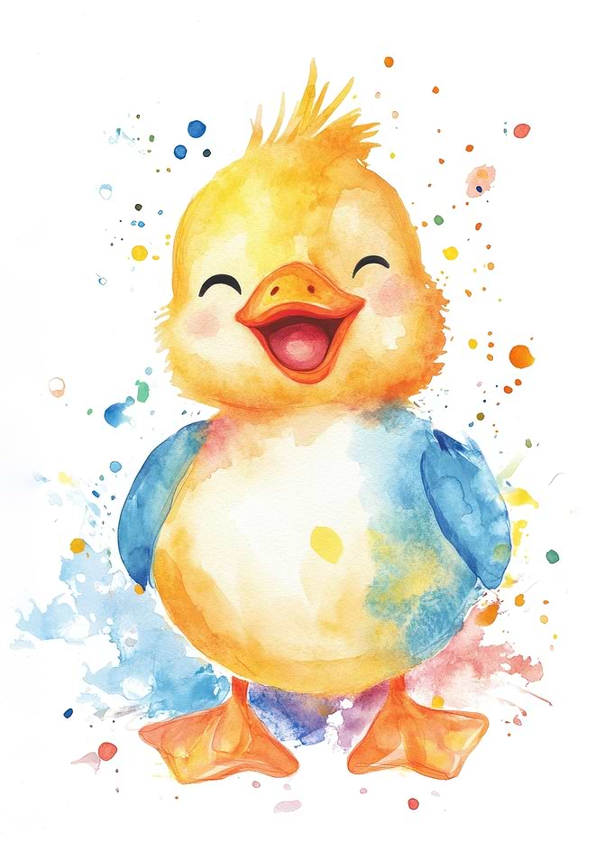 Smiling Duckling Watercolor