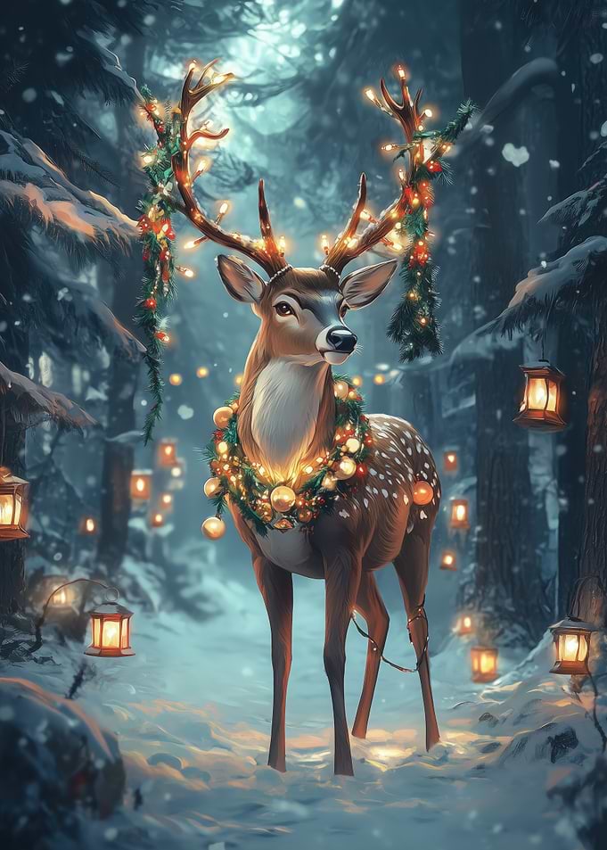 Christmas Deer in Forest