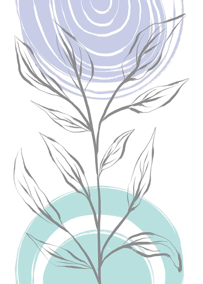 Blue Minimalist Plant Art