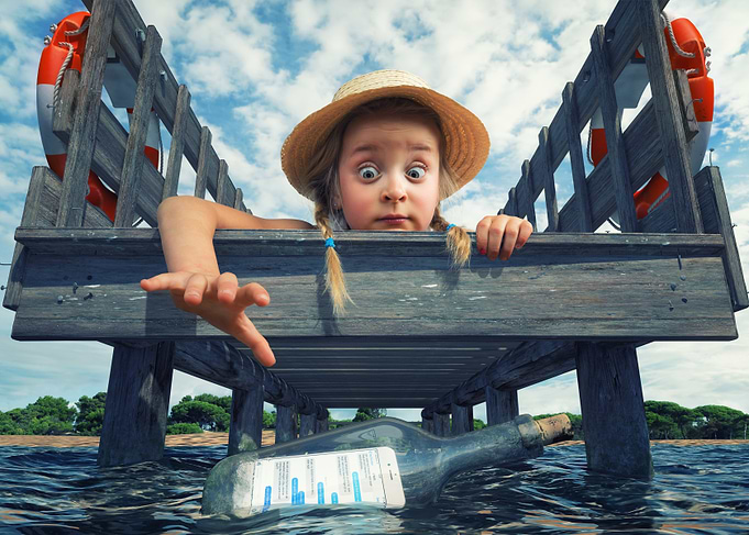 Girl Finds Message in a Bottle