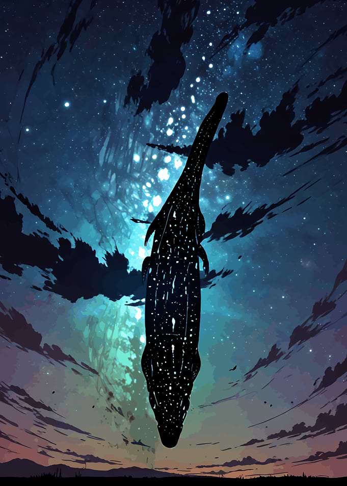 Starry Lizard Silhouette