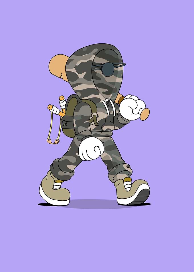 Camouflage Character Walking