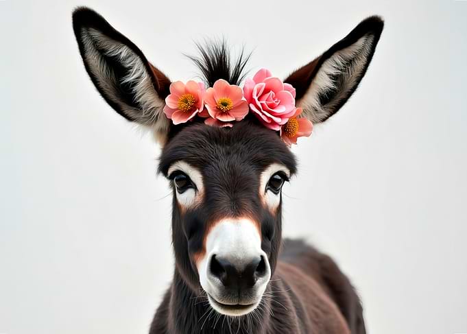 Donkey with Flower Crown