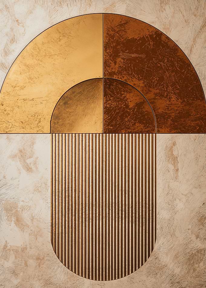 Gold and Copper Geometric Wall Art
