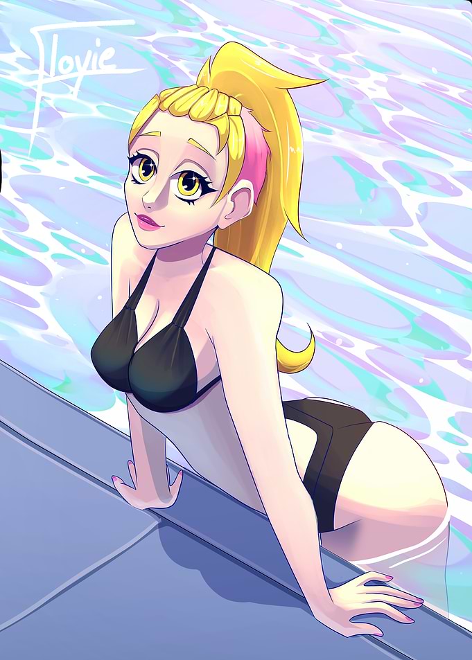 Anime Girl in Pool (EmiliaKamilia Farart)